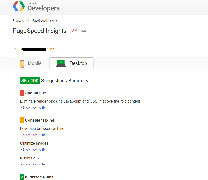 Google-pagespeed-insights-results